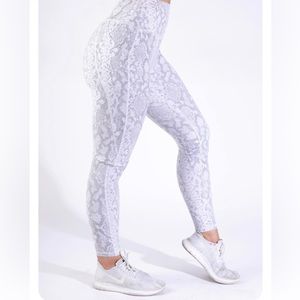 Curves N Combat Boots full length snakeskin print leggings